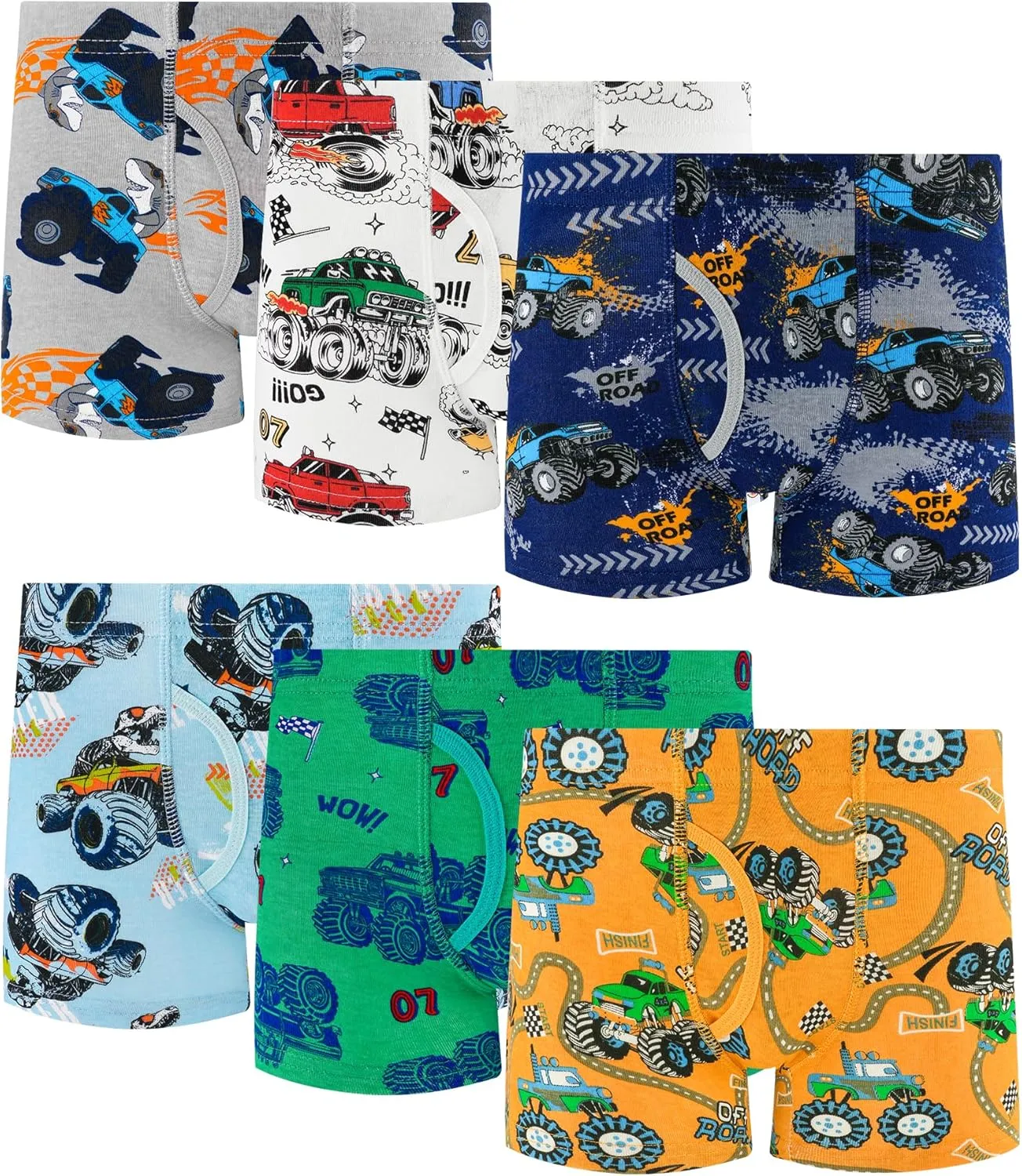 100% Cotton Boys Boxer Briefs Tagless Toddler Underwear (6-Pack)