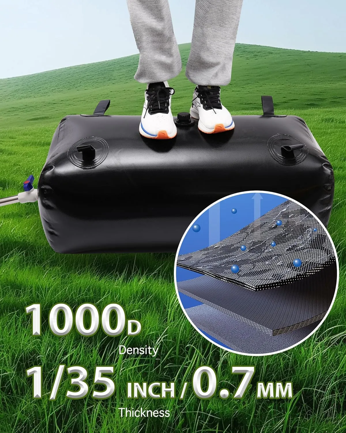 1000L/264gal Long Term Water Storage Containers,Emergency Water Storage Bag, Soft Portable Vinyl Bathtub Water Bladder with Valve&Stainless-Steel Outlet-Reliable & Resistant for All Climates
