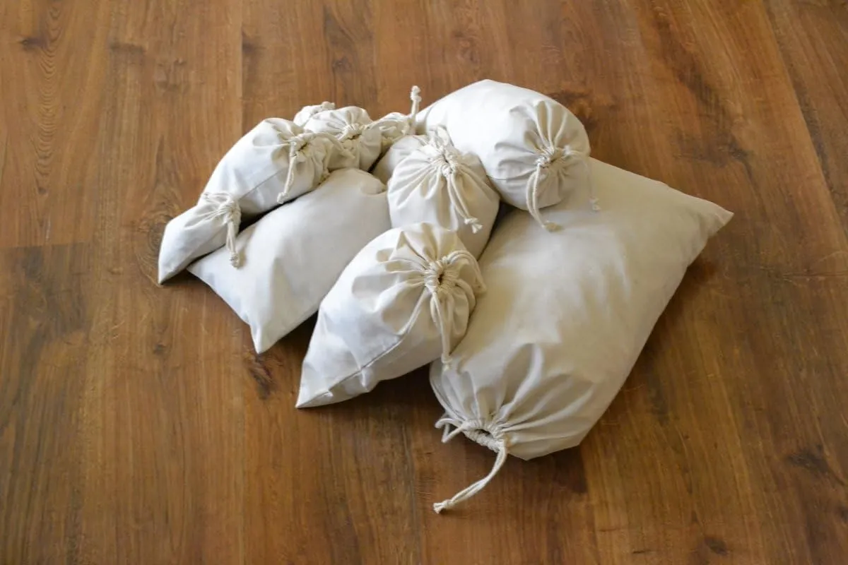 10"x12" Cotton Double Drawstring Muslin Bags Natural Color - Set of 25pcs