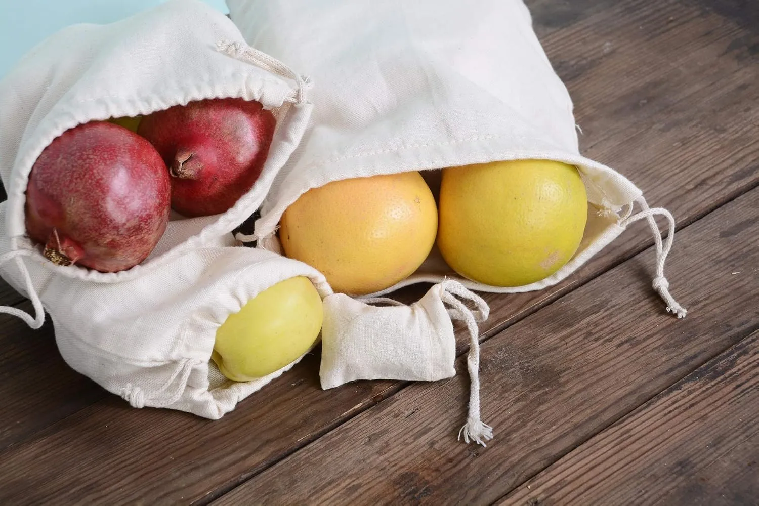 10"x12" Cotton Double Drawstring Muslin Bags Natural Color - Set of 25pcs