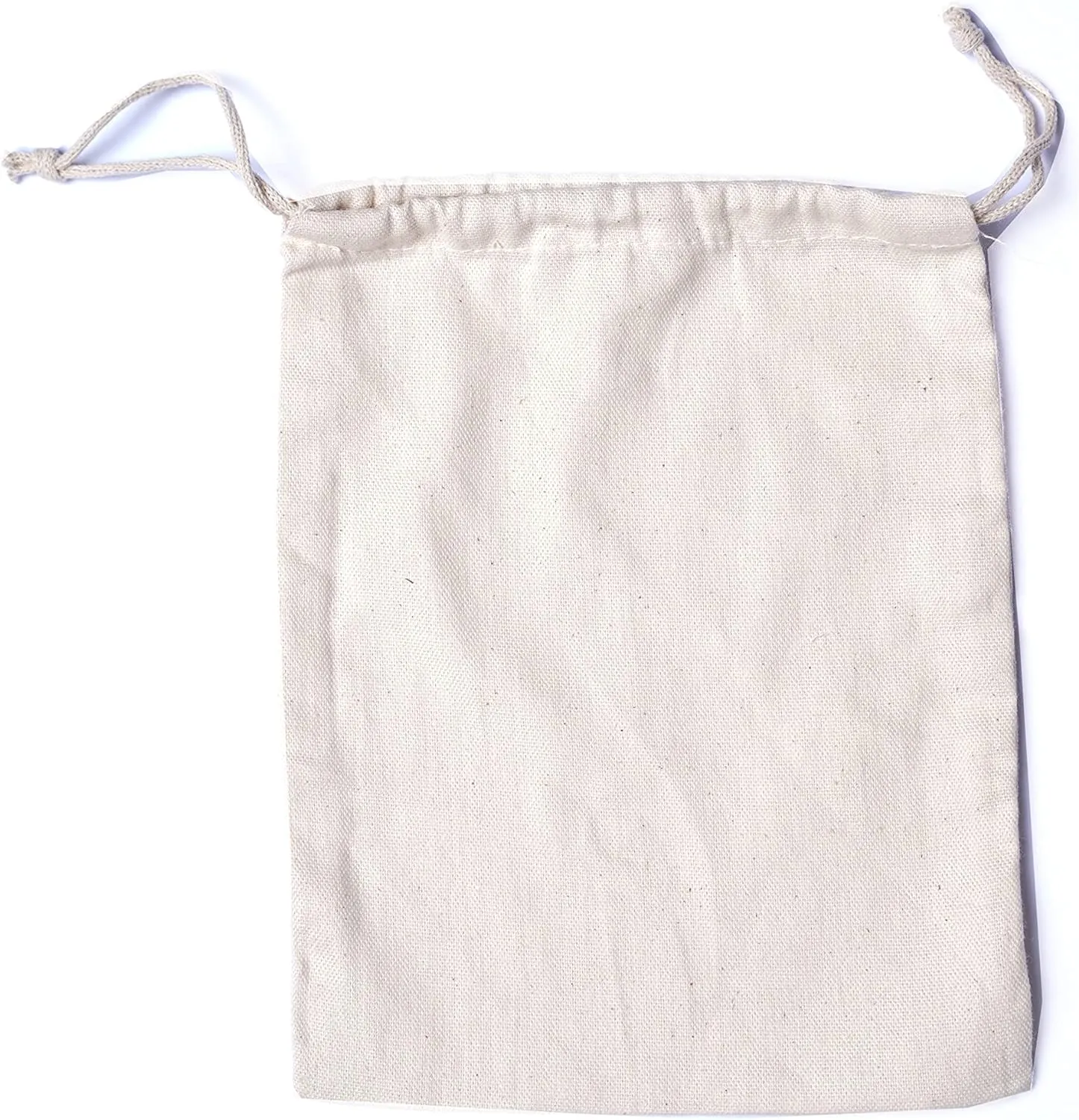 10"x12" Cotton Double Drawstring Muslin Bags Natural Color - Set of 25pcs