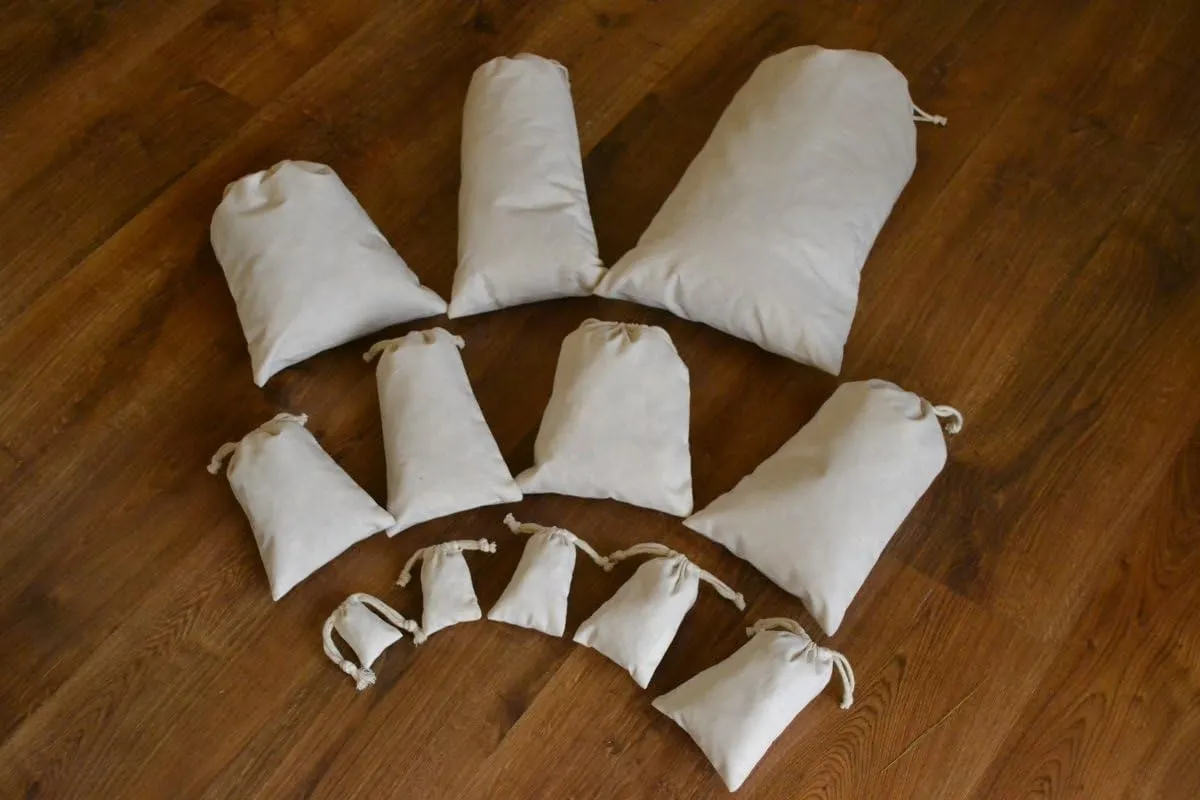 10"x12" Cotton Double Drawstring Muslin Bags Natural Color - Set of 25pcs