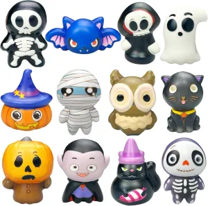 12 Pack Halloween squishies Stress Ball Set Cartoon Mummy Pumpkin Bat Ghost Dolls Bulk Stress Relief Squeeze Toys for Kid Adult Gift Collect (Halloween)