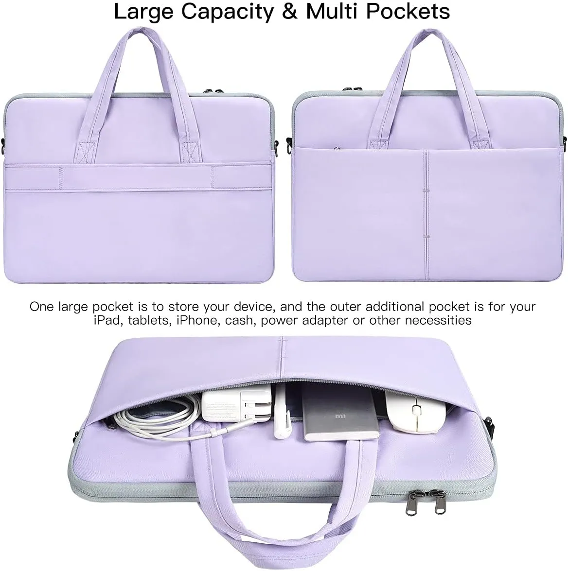 14-15 Inch Laptop Sleeve Shoulder Bag Ladies Women Briefcase for Macbook Pro 14" M4/M3/M2/M1, Macbook Air 15 M4/M3, HP Pavilion x360 14, Dell Inspiron 13, Lenovo Acer ASUS Chromebook 14" Case, Purple