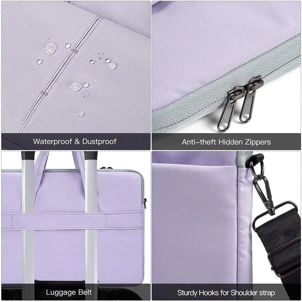14-15 Inch Laptop Sleeve Shoulder Bag Ladies Women Briefcase for Macbook Pro 14" M4/M3/M2/M1, Macbook Air 15 M4/M3, HP Pavilion x360 14, Dell Inspiron 13, Lenovo Acer ASUS Chromebook 14" Case, Purple