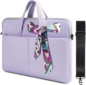 14-15 Inch Laptop Sleeve Shoulder Bag Ladies Women Briefcase for Macbook Pro 14" M4/M3/M2/M1, Macbook Air 15 M4/M3, HP Pavilion x360 14, Dell Inspiron 13, Lenovo Acer ASUS Chromebook 14" Case, Purple
