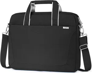 15.6 16 Inch Laptop Shoulder Bag for Men Women,Waterproof Computer Carrying Case Messenger Bag with Strap,Laptop Briefcase for 14-15-16 Inch MacBook/Chromebook/Notebook Hp Dell Acer Asus,Black