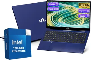 15.6-FHD-Laptop Student-Laptop, 16GB RAM 256GB SSD, Intel Pentium Quad-Core N100 Processor (Up to 3.4GHz) Backlit Keyboard Fingerprint WiFi 6 BT5.2 Business-Laptop, 2 Years Warranty Windows 11 Laptop