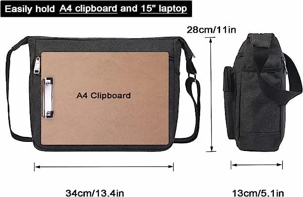 15" Canvas Messenger Bag Multi Pockets Crossbody Bag for Outdoor Activities Laptop bag for Business Travel