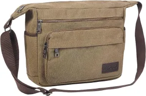 15" Canvas Messenger Bag Multi Pockets Crossbody Bag for Outdoor Activities Laptop bag for Business Travel