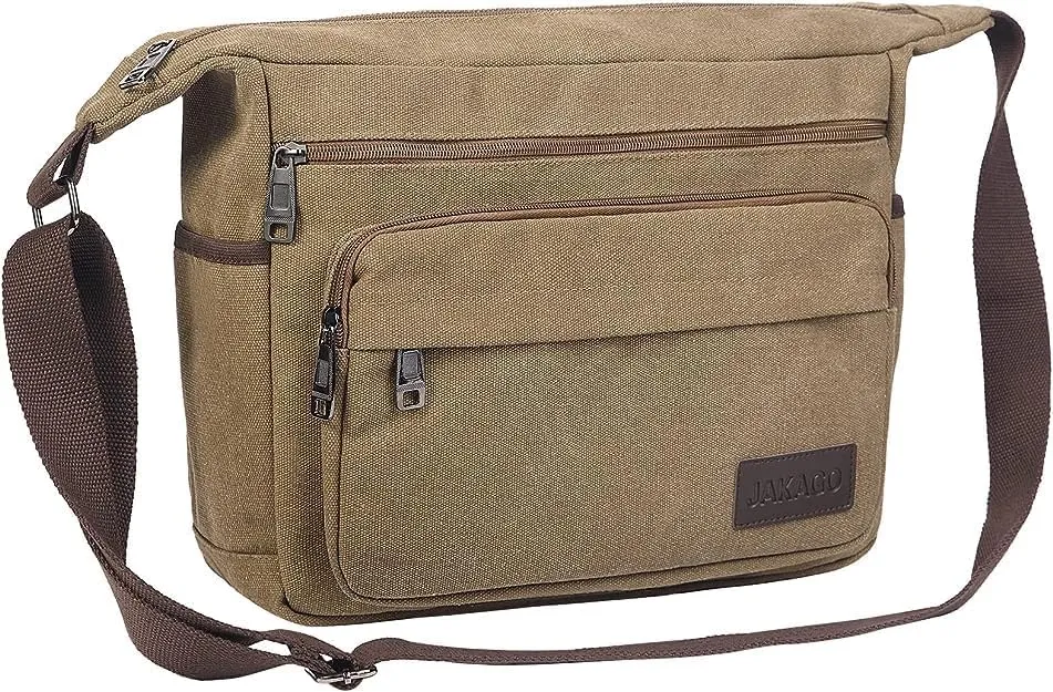 15" Canvas Messenger Bag Multi Pockets Crossbody Bag for Outdoor Activities Laptop bag for Business Travel