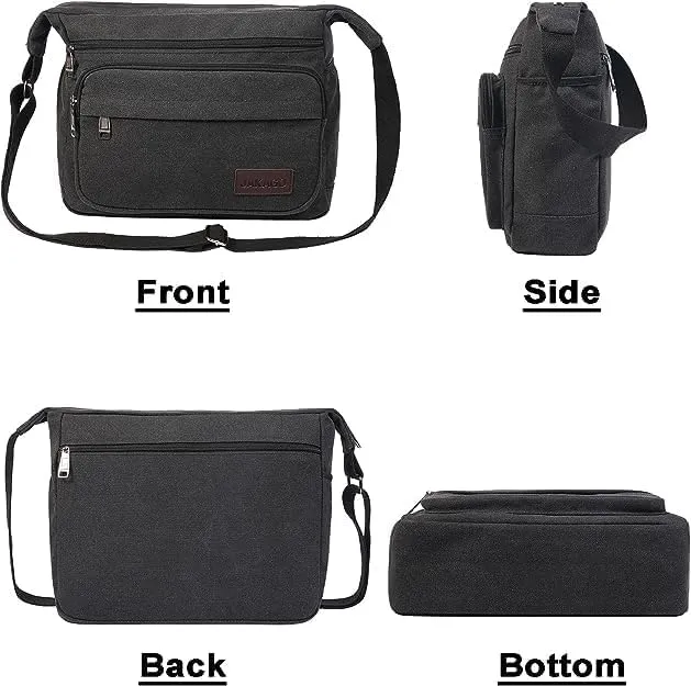 15" Canvas Messenger Bag Multi Pockets Crossbody Bag for Outdoor Activities Laptop bag for Business Travel