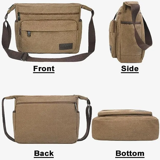 15" Canvas Messenger Bag Multi Pockets Crossbody Bag for Outdoor Activities Laptop bag for Business Travel