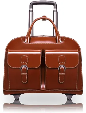 15" Leather Wheeled Ladies' Laptop Briefcase