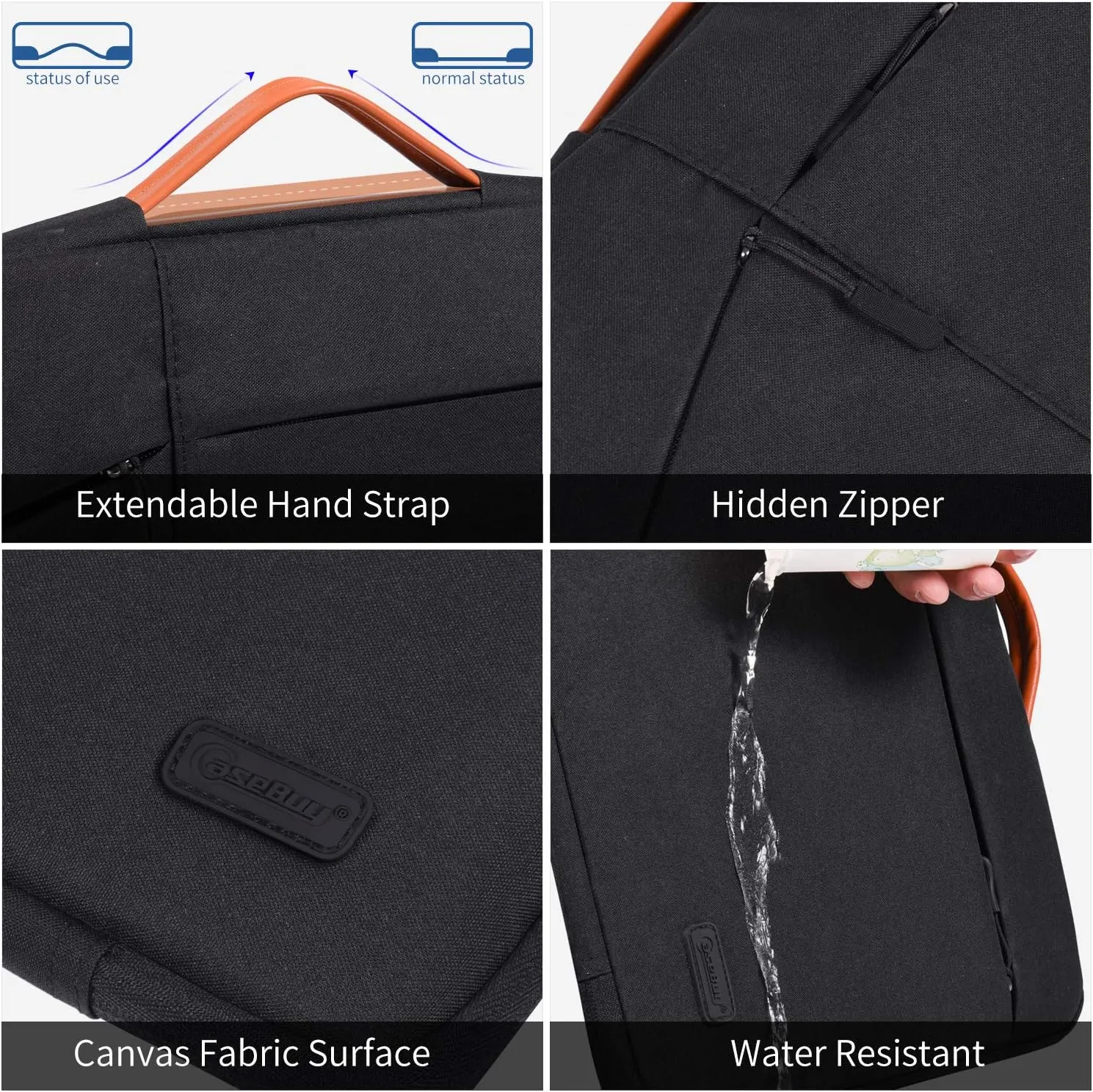 17.3 inch Laptop Case Briefcase Bag for HP Pavilion 17, HP Envy 17T, Dell Inspiron 17, Lenovo Ideapad L340 17.3, Acer Aspire 17, ASUS VivoBook 17 Laptop Sleeve, Black
