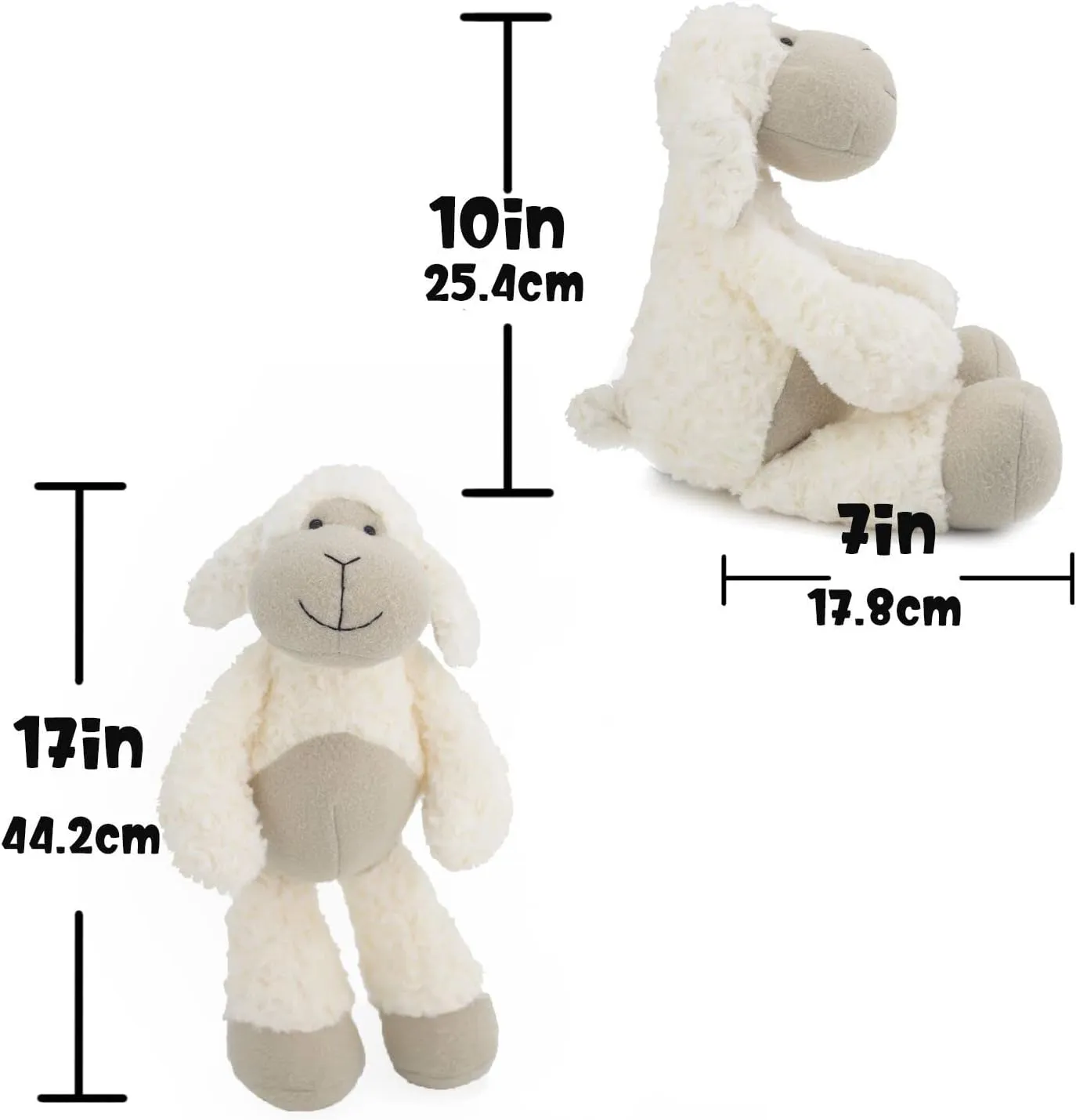 17" Cuddly White/Cream Huggable Sheep Stuffed Animals for Boys and Girls,Soft and Adorable Stuffed Lamb Plush Toys for Newborn Babies,Great Gifts on Birthday,Easter