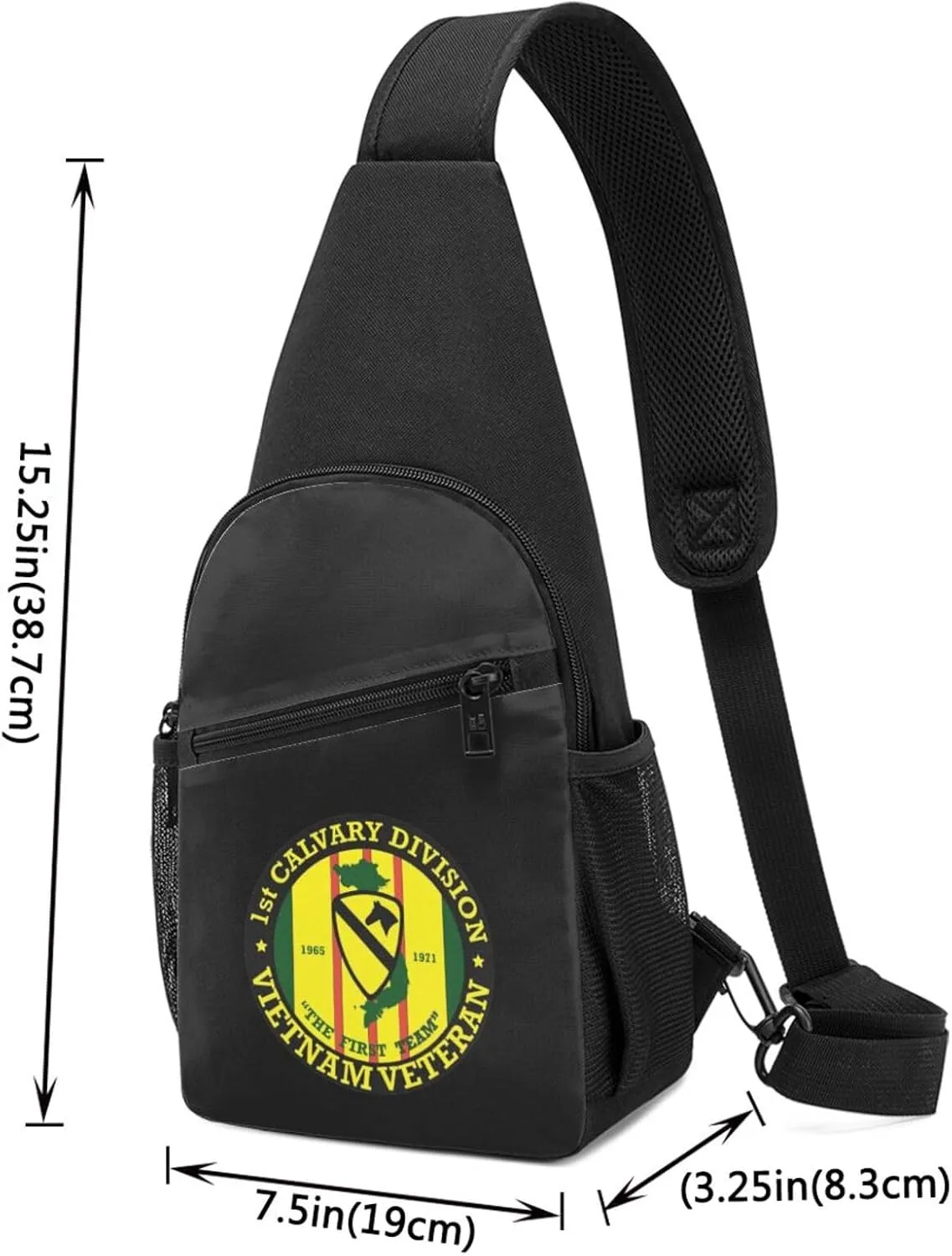 1st Cavalry Division Vietnam Veteran Unisex Chest Bag Lightweight Crossbody Shoulder Bag Travel Pocket