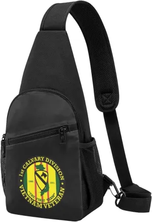 1st Cavalry Division Vietnam Veteran Unisex Chest Bag Lightweight Crossbody Shoulder Bag Travel Pocket