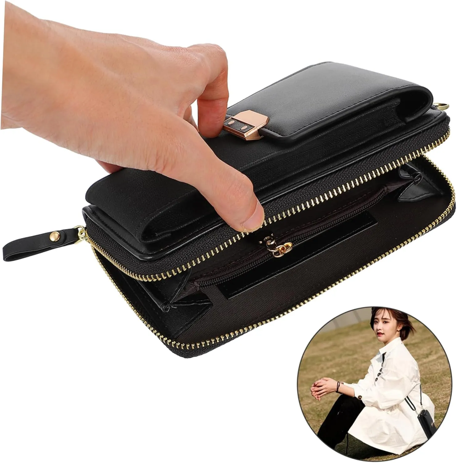 2 pcs Crossbody Pouch Shopping Shoulder Girl Leisure Cross- Simple Women Portable Single, Blackx6pcs, 17.5X10.5CMx6pcs