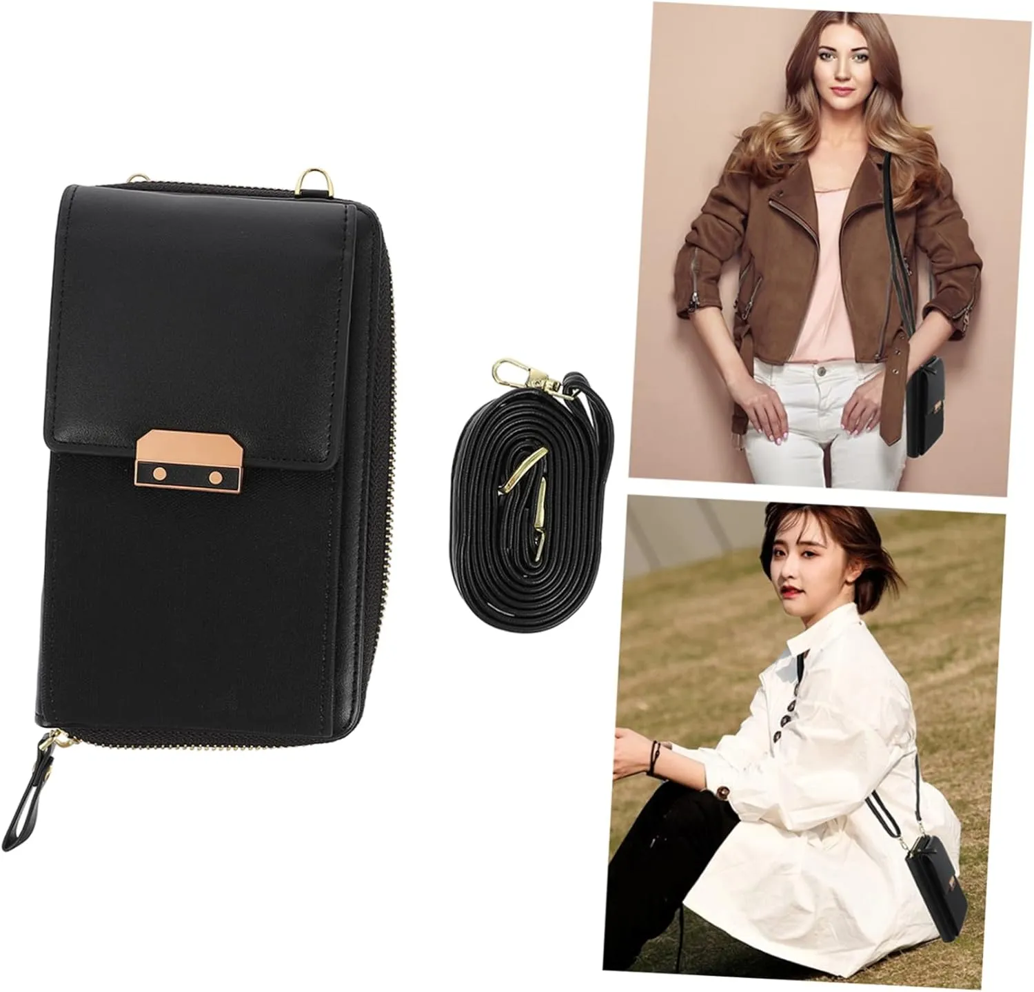 2 pcs Crossbody Pouch Shopping Shoulder Girl Leisure Cross- Simple Women Portable Single, Blackx6pcs, 17.5X10.5CMx6pcs