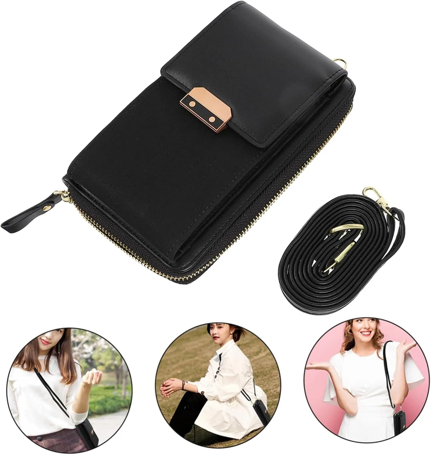 2 pcs Crossbody Pouch Shopping Shoulder Girl Leisure Cross- Simple Women Portable Single, Blackx6pcs, 17.5X10.5CMx6pcs