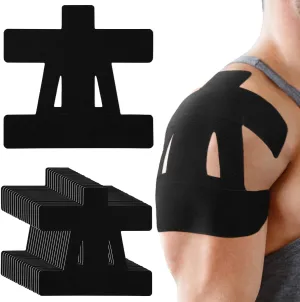 20 Count Kinesiology Tape for Shoulder Pain Relief Pre Cut Sports Waterproof Breathable Enhance Elastic Kinesiology Athletic Tape for Shoulder Support and Muscle Sports(Black)