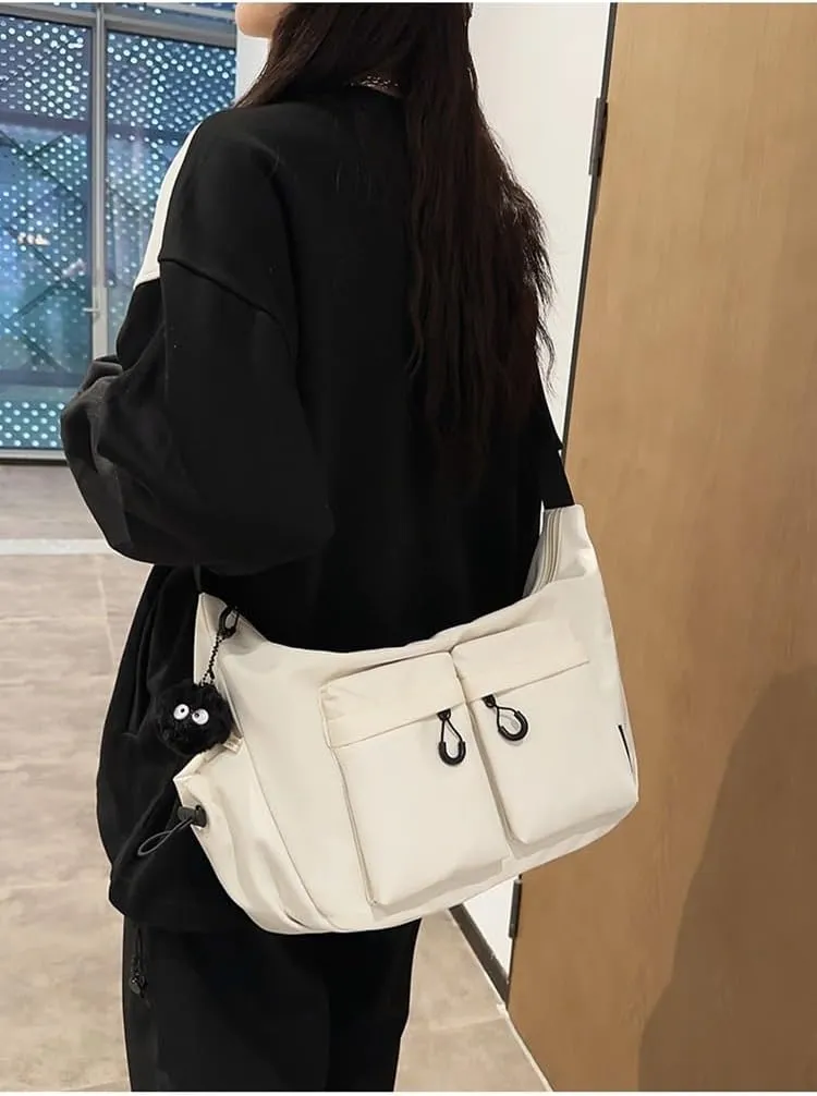 2025 New Large Capacity Messenger Canvas Bag Multi Pocket,Unisex Casual Crossbody Bag for Daily