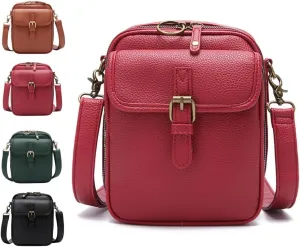 2025 Upgrade Vintage Double Layer Large Capacity Mini Messenger Bag，Leather Small Purse Crossbody Shoulder Bag for Women Men
