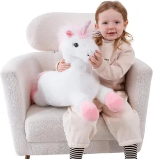 23.5" Unicorn Stuffed Animal for Girls, White Unicorn Plush, Soft Stuffed Animals for Kids, Long Hair