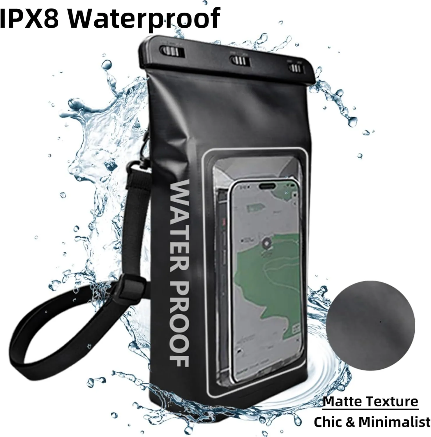 2L Waterproof Bucket Bag, IPX8 Outdoor Rafting Crossbody Bag, Large Capacity Swimming and Diving Phone Waterproof Bag (Blue)
