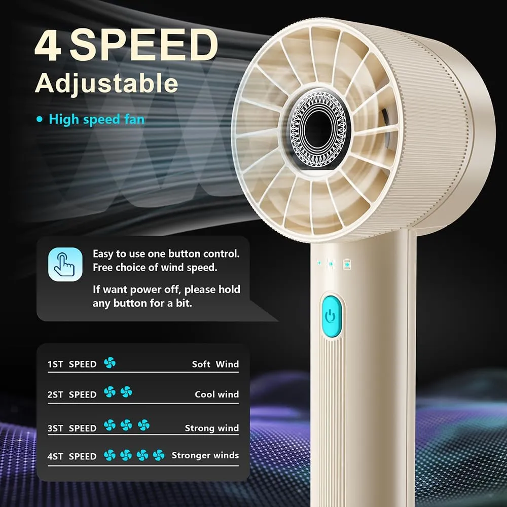 2PCS Portable Handheld Fan Rechargeable,Mini Personal Fan, Hand Held Fan With 4 Speeds Turbo Mini Fan, USB 2600mAh Battery Small High Speed Fan for Makeup, Home, Office, Travel and Outdoor Activities