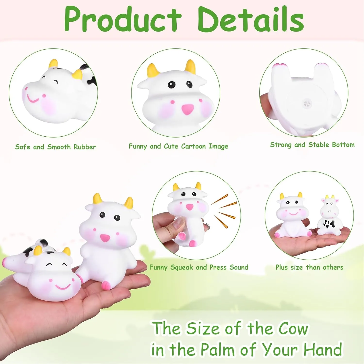 36 Pcs 3" Rubber Cow Baby Bath Toy Mini Rubber Cows Bulk Squeak Floating Fun Water Squirting Bathtime Play Farm Animal Bath Toys Figures Decor Swimming Bathtub Toy for Kids Baby Shower Pool