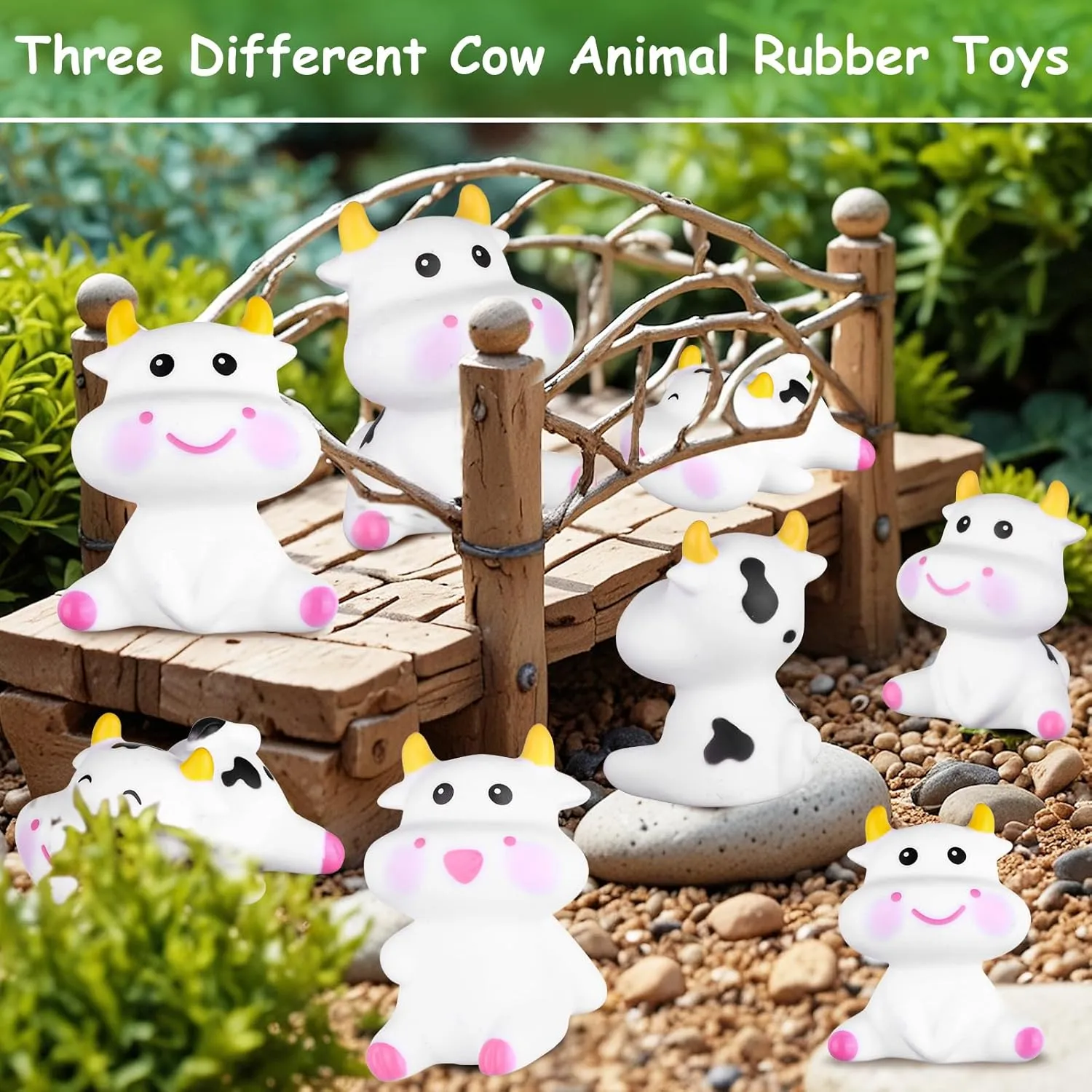 36 Pcs 3" Rubber Cow Baby Bath Toy Mini Rubber Cows Bulk Squeak Floating Fun Water Squirting Bathtime Play Farm Animal Bath Toys Figures Decor Swimming Bathtub Toy for Kids Baby Shower Pool