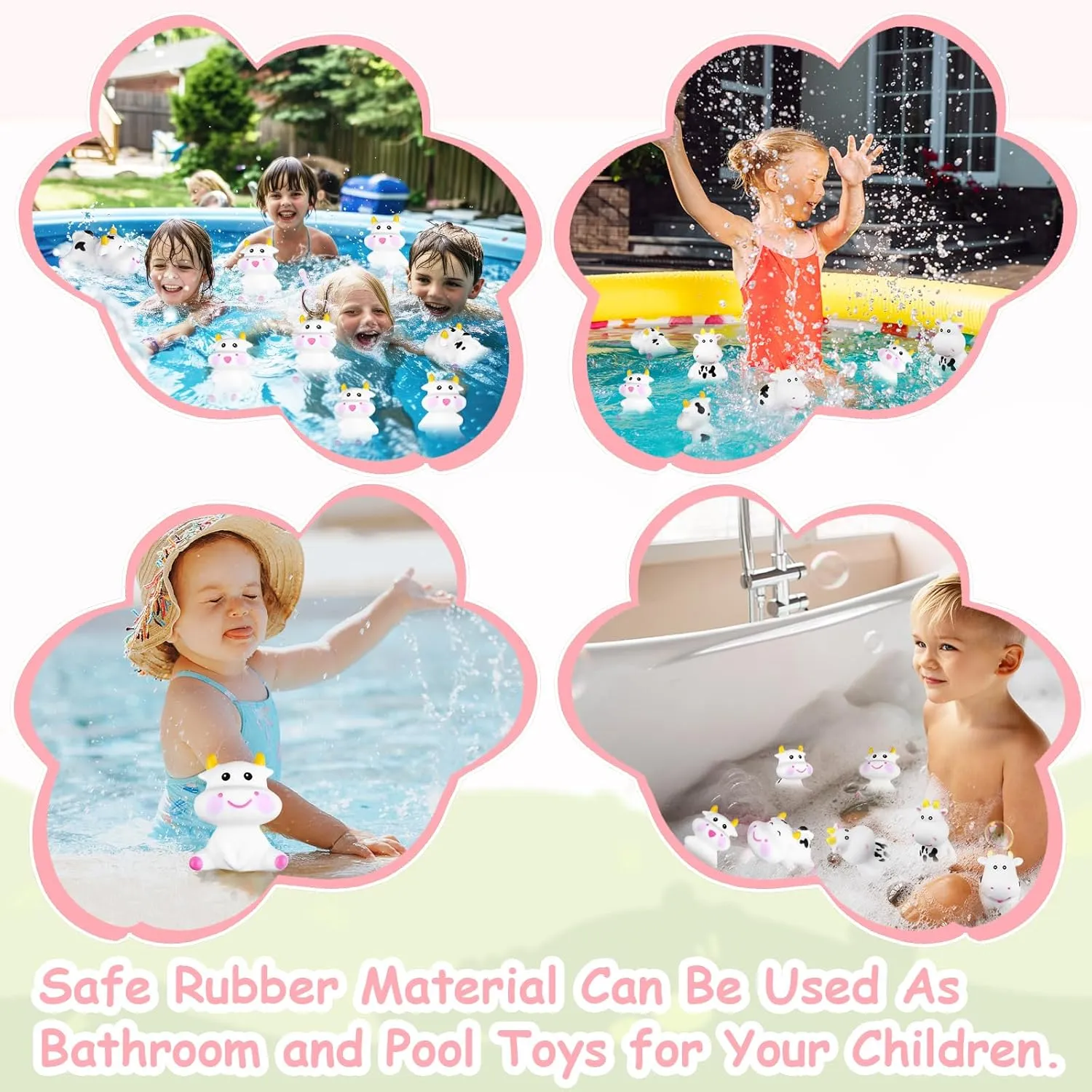 36 Pcs 3" Rubber Cow Baby Bath Toy Mini Rubber Cows Bulk Squeak Floating Fun Water Squirting Bathtime Play Farm Animal Bath Toys Figures Decor Swimming Bathtub Toy for Kids Baby Shower Pool