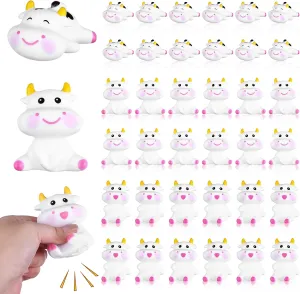 36 Pcs 3" Rubber Cow Baby Bath Toy Mini Rubber Cows Bulk Squeak Floating Fun Water Squirting Bathtime Play Farm Animal Bath Toys Figures Decor Swimming Bathtub Toy for Kids Baby Shower Pool
