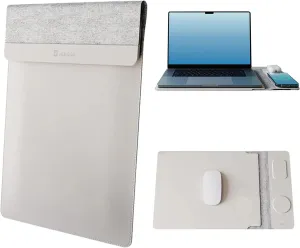 4 in 1 Wireless Charging Laptop Sleeve, 13"-14", Desktop Charging Mat, Multipurpose Sleeve Plus Mousepad, Waterproof Surface, Travel Laptop Case (Grey, 14 inches)