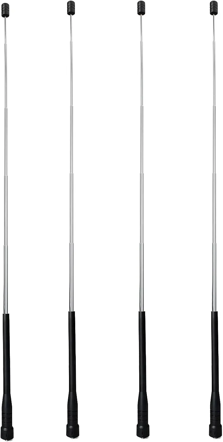 4 Pack of HYS SMA Female Telescopic Whip Antenna, 144/430Mhz VHF UHF Retractable Antenna-14.5CM(5.7inch)-48CM(18.89inch) for TYT Baofeng WOUXUN Kenwood Dual Band Radio