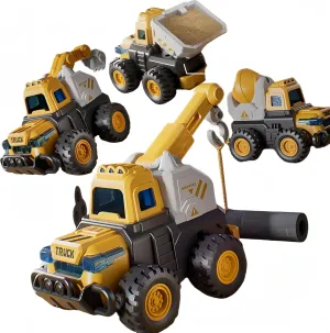 4 PCS Inertia Car Toys for 1 2 3 Years Old Boys Girl, Construction Vehicle Trucks Toys Toddler Toys Age 2-4 3-5, Press and Go Car Toys for 1 2 3 4 5 6 Years Old Boys Girls Birthday Gifts