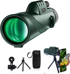 40X60 Monocular Telescope High-Power Low-Light-Vision - for Adults with Smartphone Holder-for Stargazing Bird Watching Hunting Hiking Camping Gifts for Man