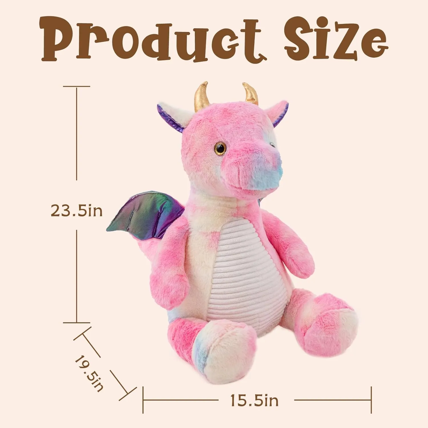 4.4 lbs Pink Weighted Dragon Stuffed Animal, Cute Weighted Stuffed Dragon, Soft Plush Toys for Kids, 23.5"
