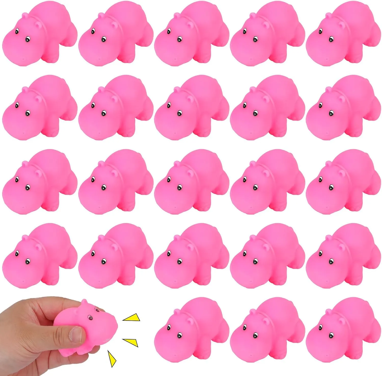 50 Pcs Rubber Hippo Baby Bath Toys Cute Floating Animal Bath Squirts Pink Hippo Bath Buddy Squirter Toys for Toddlers Fun Water Squirting Bathtime Play for Bathtub and Pool,Summer Beach Decor