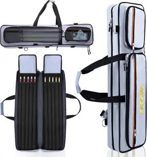 5x4 Pool Cue Case，Cue Stick Case with Large Capacity, Pool Stick Bag with Multi-Pocket Portability and Hidden Shoulder Strap, Billiard Stick Carrying Case Holds 5 Shafts and 4 Butts