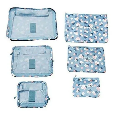 6-in-1 Travel Laundry Pouch Set – Blue Flower