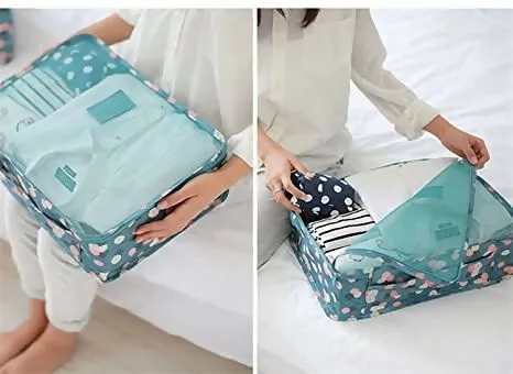 6-in-1 Travel Laundry Pouch Set – Blue Flower