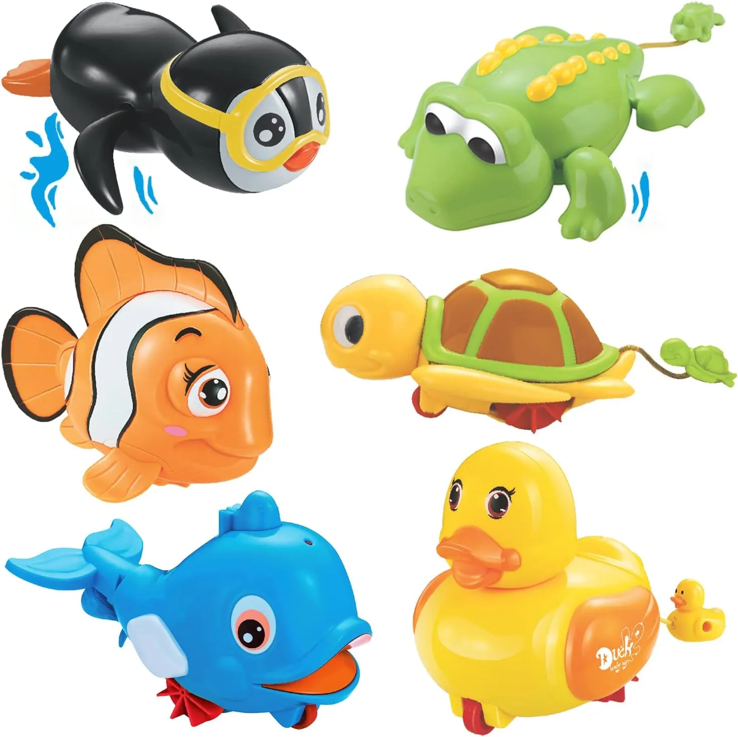 6 PCS Swimming Wind Up Bath Toys - Sea Animals in The Bathtub Windup Motorized Kids Water Bathtime Fun