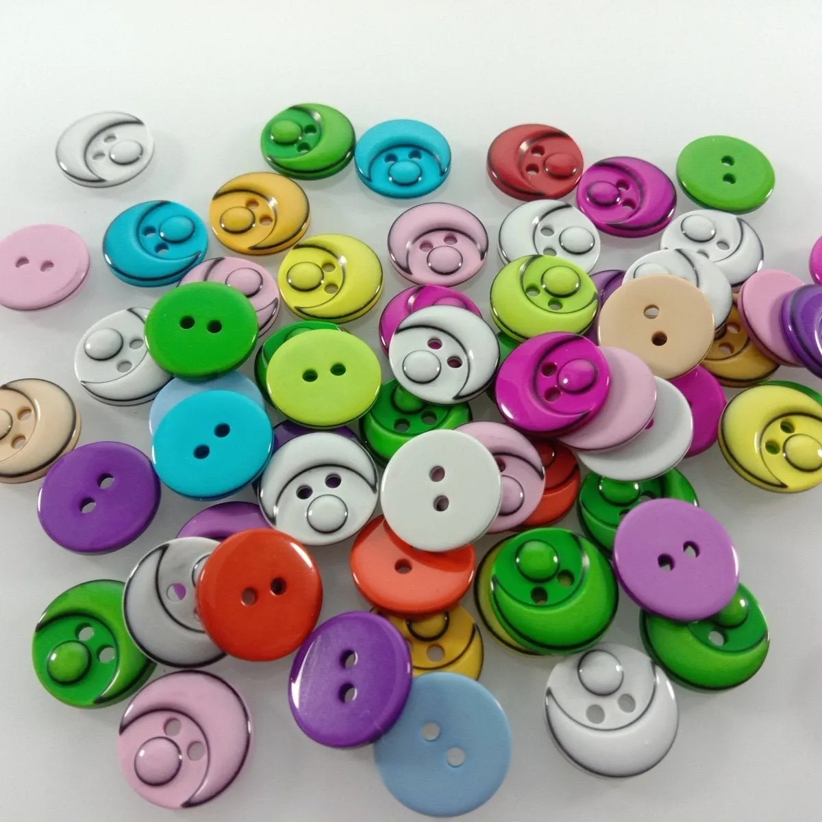 60pcs 15mm Mixed Colour Resin Buttons Cartoon Children's Apparel Sewing Accessories DIY Crafts Scrapbooking