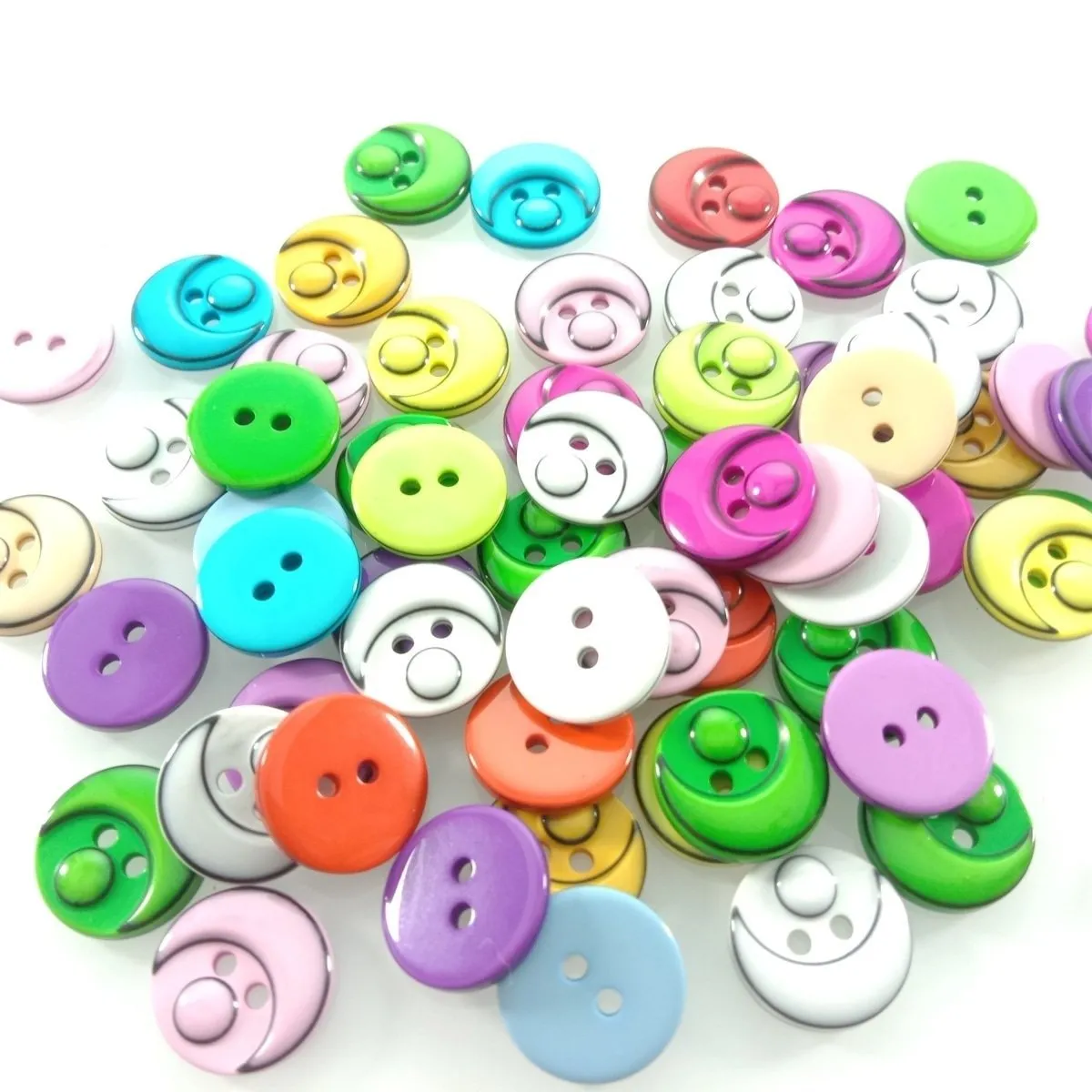 60pcs 15mm Mixed Colour Resin Buttons Cartoon Children's Apparel Sewing Accessories DIY Crafts Scrapbooking