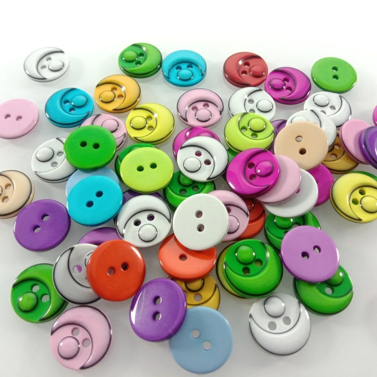 60pcs 15mm Mixed Colour Resin Buttons Cartoon Children's Apparel Sewing Accessories DIY Crafts Scrapbooking