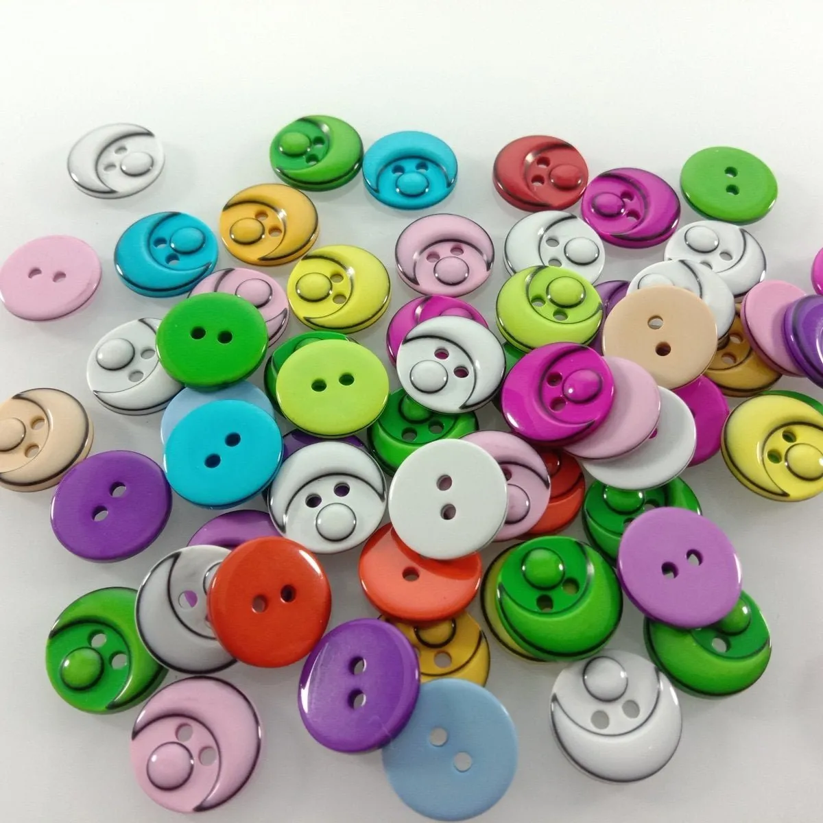60pcs 15mm Mixed Colour Resin Buttons Cartoon Children's Apparel Sewing Accessories DIY Crafts Scrapbooking