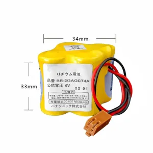 6Pcs BR-2/3AGCT4A 6V 4400mah Lithium Battery for FANUC A98L-0031-0025 CNC Machine with Brown Plug